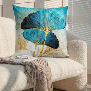 Planet Gates Leaf 1pc, Ginkgo Leaf Fresh Style Polyester Cushion Cover, Pillow Cover, Bedroom Accessories, Sofa Cushion Cover, Collectible Buildings Accessories (Cushion Is Not Included)