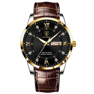 Planet Gates Leather Gold Black 2024 Men Watches Waterproof Luminous Top Brand Luxury Leather Casual Sports Quartz Wristwatch Military Man Watch For Men relogio