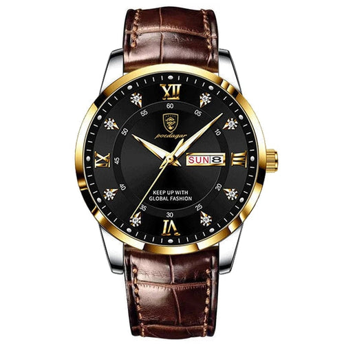 Planet Gates Leather Gold Black 2024 Men Watches Waterproof Luminous Top Brand Luxury Leather Casual Sports Quartz Wristwatch Military Man Watch For Men relogio