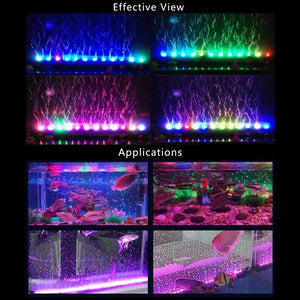 Planet Gates LED Air Bubble Light Aquarium Lamp Underwater Submersible Fish Tank Light Color Changing Making Oxygen for Fish Tank
