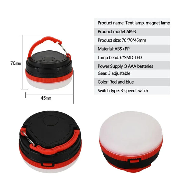 Planet Gates LED Camping Light 3 Lighting Modes Hanging Camp Lamp Emergency Light with Magnet for Outdoor Work Tent Hiking