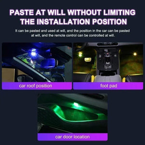 Planet Gates LED Car Interior Ambient Light Remote Control Decoration Auto Roof Foot Atmosphere Lamp Bicycle Tail Light  Wireless Adhesive