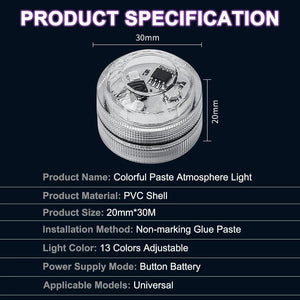 Planet Gates LED Car Interior Ambient Light Remote Control Decoration Auto Roof Foot Atmosphere Lamp Bicycle Tail Light  Wireless Adhesive