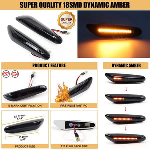 Planet Gates LED Dynamic Side Marker Mirror Indicator Lamp Flowing Water Turn Signal Light For BMW E90 E91 E92 E93 E60 E87 E82 E61 E46 X1 X3