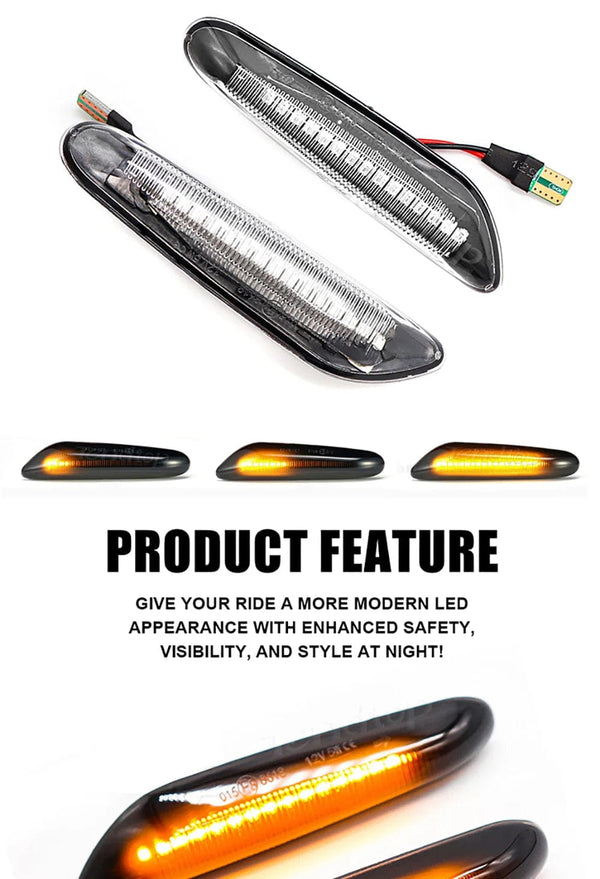 Planet Gates LED Dynamic Side Marker Mirror Indicator Lamp Flowing Water Turn Signal Light For BMW E90 E91 E92 E93 E60 E87 E82 E61 E46 X1 X3