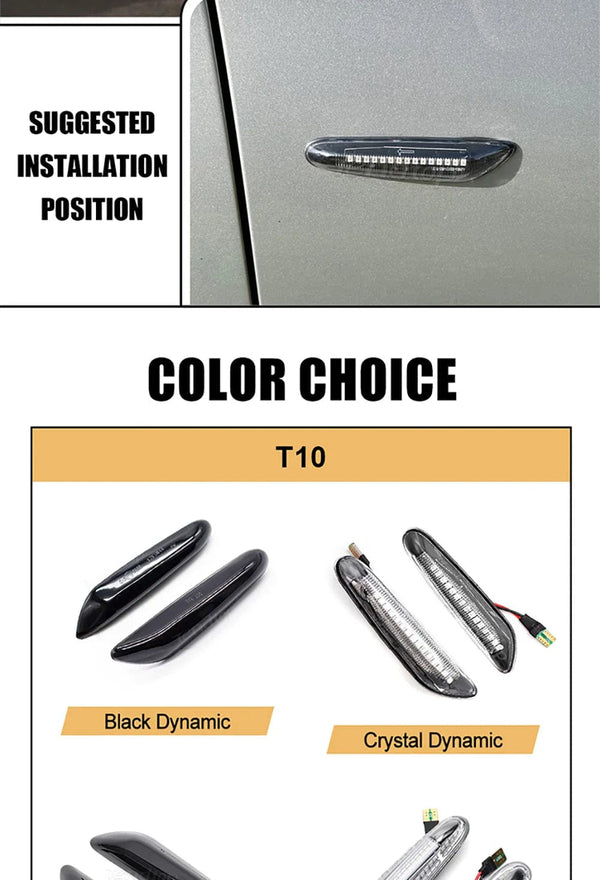 Planet Gates LED Dynamic Side Marker Mirror Indicator Lamp Flowing Water Turn Signal Light For BMW E90 E91 E92 E93 E60 E87 E82 E61 E46 X1 X3