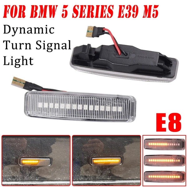 Planet Gates Led Dynamic Turn Signal Light Side Marker Fender Sequential Lamp Blinker Indicator Trim Cover For BMW 5 Series E39 1995-2003 M5