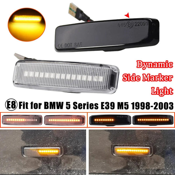 Planet Gates Led Dynamic Turn Signal Light Side Marker Fender Sequential Lamp Blinker Indicator Trim Cover For BMW 5 Series E39 1995-2003 M5