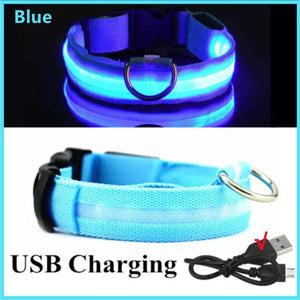 Planet Gates LED Glowing Dog Collar Adjustable Flashing Rechargea Luminous Collar Night Anti-Lost Dog Light HarnessFor Small Dog Pet Products