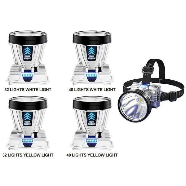 Planet Gates LED Rechargeable Headlamp Long-Range Head-Mounted Night Fishing Lamp Mining Headlight for Outdoor Camping Running Cycling