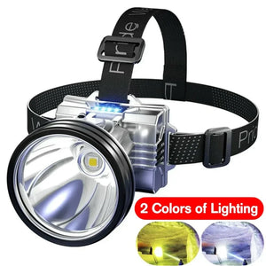 Planet Gates LED Rechargeable Headlamp Long-Range Head-Mounted Night Fishing Lamp Mining Headlight for Outdoor Camping Running Cycling
