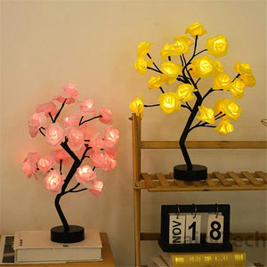 Planet Gates LED Rose Flower Table Lamp USB Christmas Tree Fairy Lights Night Lights Home Party Wedding Bedroom Decoration Mother's Day Gift
