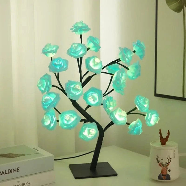 Planet Gates LED Rose Tree Desk Lamp USB Powered Artificial Flower Night Light Bedroom Living Room Party Wedding Valentine's Day Decoration