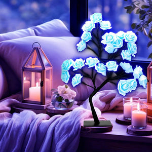 Planet Gates LED Rose Tree Desk Lamp USB Powered Artificial Flower Night Light Bedroom Living Room Party Wedding Valentine's Day Decoration