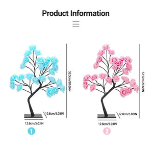 Planet Gates LED Rose Tree Desk Lamp USB Powered Artificial Flower Night Light Bedroom Living Room Party Wedding Valentine's Day Decoration