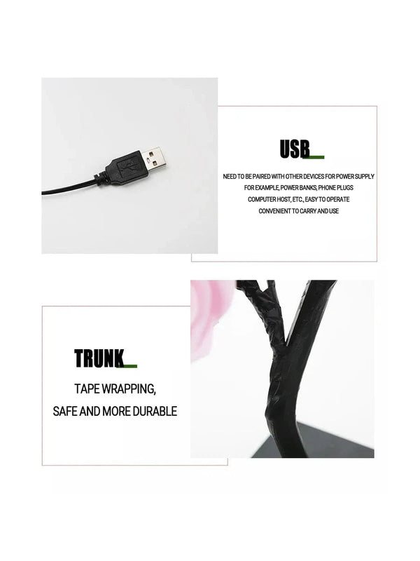 Planet Gates LED Rose Tree Desk Lamp USB Powered Artificial Flower Night Light Bedroom Living Room Party Wedding Valentine's Day Decoration