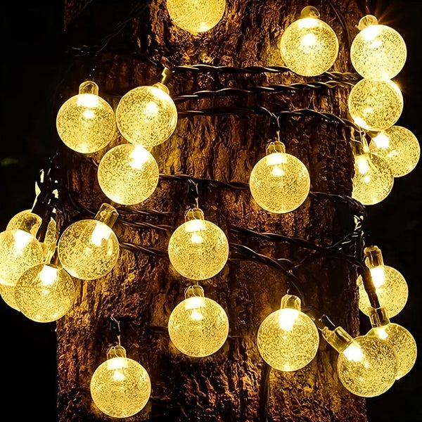 Planet Gates LED Solar Crystal Ball String Lights 1 Pack Outdoor Waterproof Festoon Fairy Bubble Ball Lamp for Thanksgiving Halloween Garden Decorations