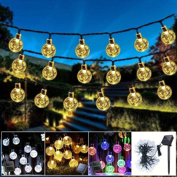 Planet Gates LED Solar Crystal Ball String Lights 1 Pack Outdoor Waterproof Festoon Fairy Bubble Ball Lamp for Thanksgiving Halloween Garden Decorations