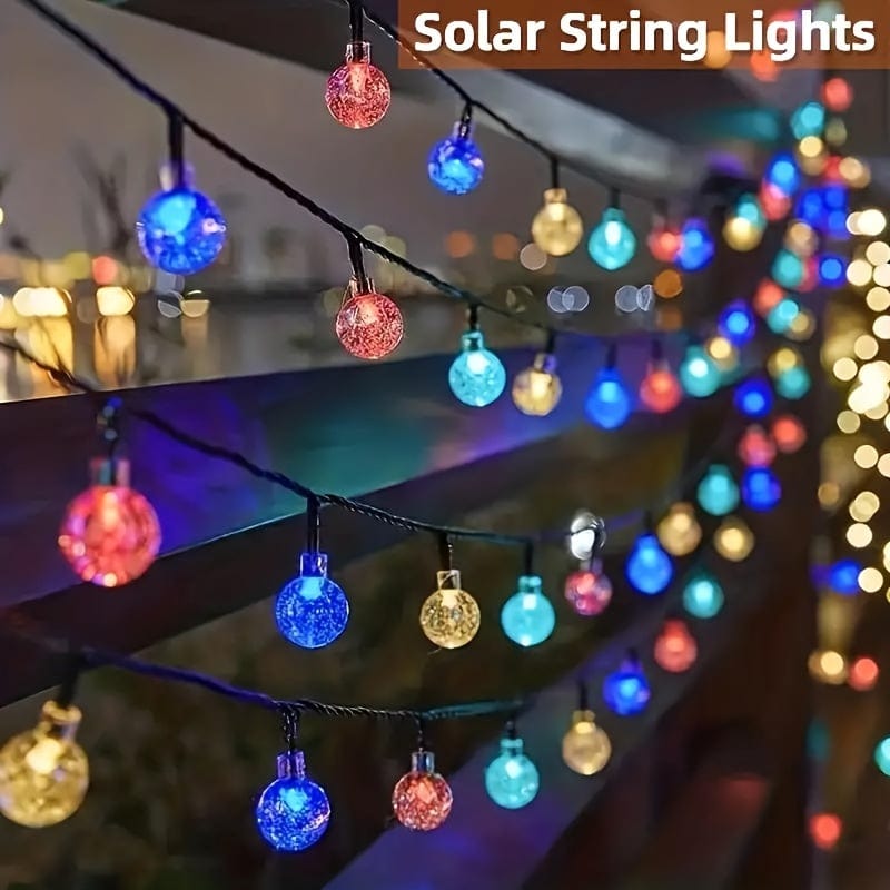 Planet Gates LED Solar Crystal Ball String Lights 1 Pack Outdoor Waterproof Festoon Fairy Bubble Ball Lamp for Thanksgiving Halloween Garden Decorations
