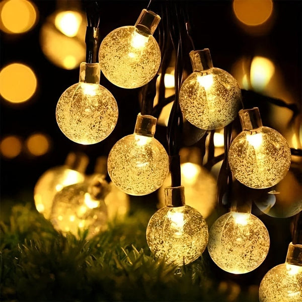 Planet Gates LED Solar Crystal Ball String Lights 1 Pack Outdoor Waterproof Festoon Fairy Bubble Ball Lamp for Thanksgiving Halloween Garden Decorations
