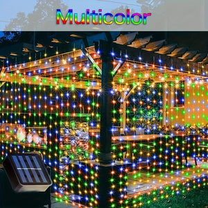 Planet Gates LED Solar Curtain Light, Outdoor Fairy Lights, Waterproof Copper Wire Lights, Christmas Party Wedding Home Bedroom Garden Wall Decoration