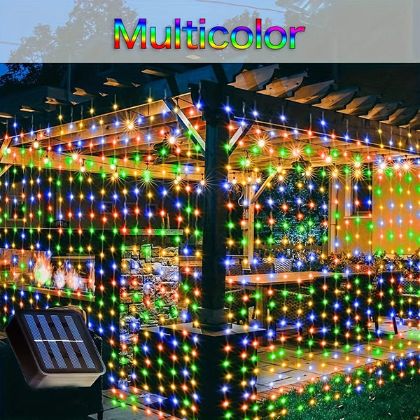 Planet Gates LED Solar Curtain Light, Outdoor Fairy Lights, Waterproof Copper Wire Lights, Christmas Party Wedding Home Bedroom Garden Wall Decoration