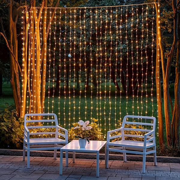 Planet Gates LED Solar Curtain Light, Outdoor Fairy Lights, Waterproof Copper Wire Lights, Christmas Party Wedding Home Bedroom Garden Wall Decoration