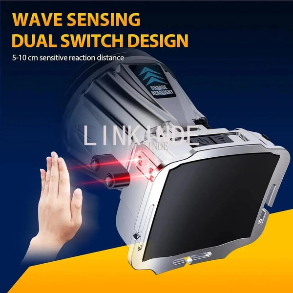 Planet Gates LED Strong Bald Headlight Ultra Bright Rechargeable Head Wear Flashlight Night Fishing Working Miner's Light Field Long Distance