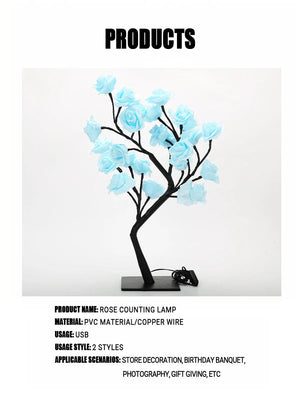 Planet Gates LED Table Lamp Rose Flower Tree USB Night Lights Home Decoration LED Table Lights Parties Xmas Christmas Wedding Bedroom Decor