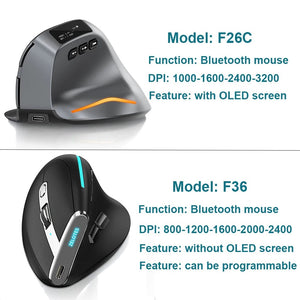 Planet Gates Lefon Bluetooth Vertical Mouse Wireless Ergonomic Mice with OLED Screen RGB USB Optical Rechargeable Mouse for PC Laptop Gaming