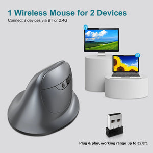 Planet Gates Lefon Bluetooth Vertical Mouse Wireless Ergonomic Mice with OLED Screen RGB USB Optical Rechargeable Mouse for PC Laptop Gaming