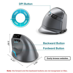 Planet Gates Lefon Bluetooth Vertical Mouse Wireless Ergonomic Mice with OLED Screen RGB USB Optical Rechargeable Mouse for PC Laptop Gaming