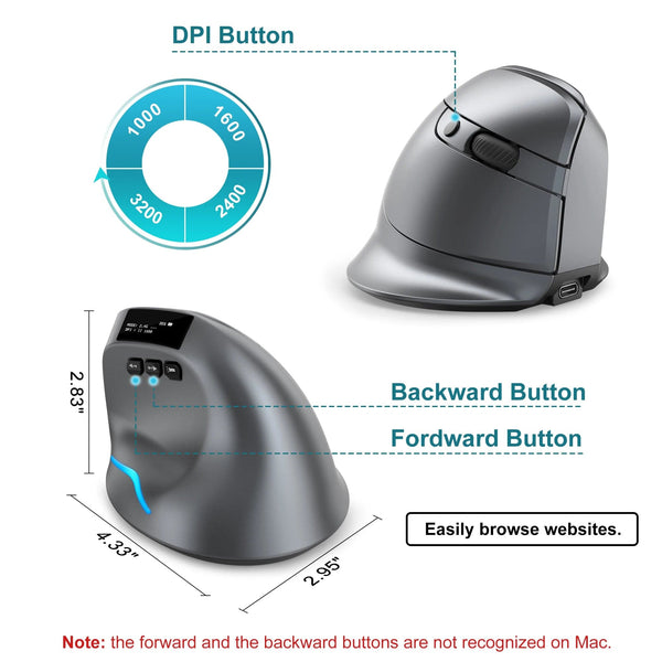 Planet Gates Lefon Bluetooth Vertical Mouse Wireless Ergonomic Mice with OLED Screen RGB USB Optical Rechargeable Mouse for PC Laptop Gaming