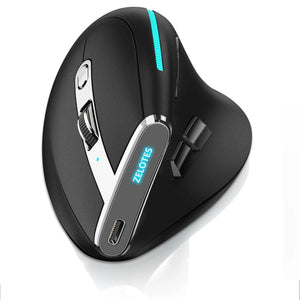 Planet Gates Lefon Bluetooth Vertical Mouse Wireless Ergonomic Mice with OLED Screen RGB USB Optical Rechargeable Mouse for PC Laptop Gaming