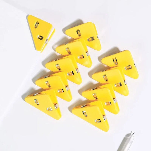Planet Gates lemon yellow Kawaii 5pcs Triangle Corner Clips File Paper Clips File Index Photo Clamp Page Holder Korean Stationery Office Desk Organizer