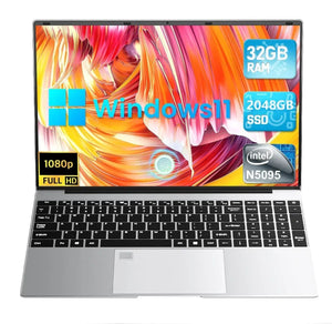 Planet Gates Leno 15.6'' Office Laptop 32GB DDR4 1024GB SSD Windows 11 N5095 Notebook Computer IPS FHD 1080P Display 5G/2.4Ghz WiFi USB 3.0