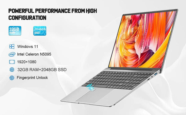 Planet Gates Leno 15.6'' Office Laptop 32GB DDR4 1024GB SSD Windows 11 N5095 Notebook Computer IPS FHD 1080P Display 5G/2.4Ghz WiFi USB 3.0