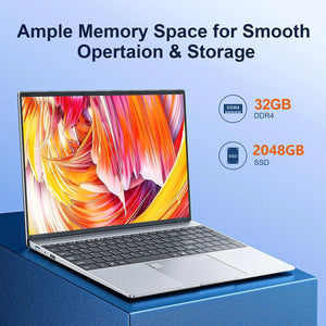 Planet Gates Leno 15.6'' Office Laptop 32GB DDR4 1024GB SSD Windows 11 N5095 Notebook Computer IPS FHD 1080P Display 5G/2.4Ghz WiFi USB 3.0