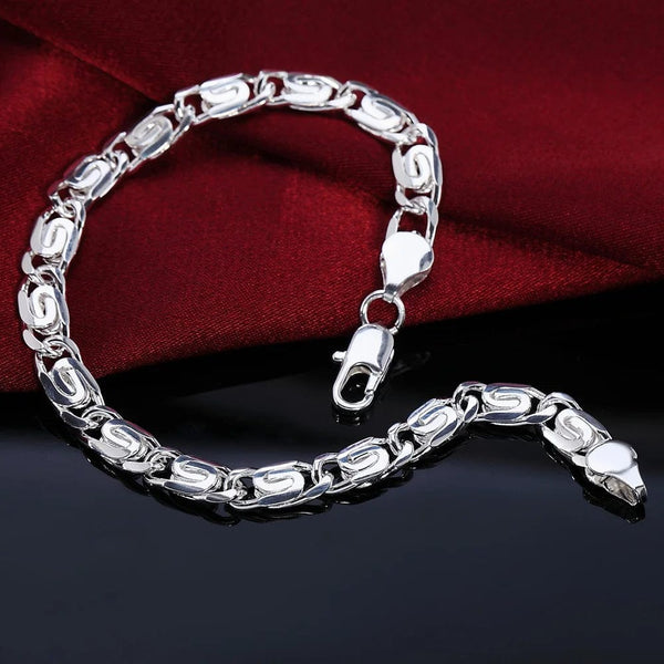 Planet Gates LH008 / 20CM Noble 925 Sterling Silver Square Solid Chain Bracelet For Women Men Charm Party Gift Wedding Fashion Jewelry