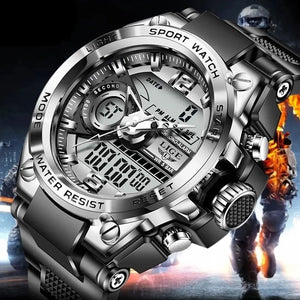Planet Gates LIGE Men Military Watch Digital 50m Waterproof Wristwatch LED Quartz Clock Sport Watch Male Big Watches Men Relogios Masculino