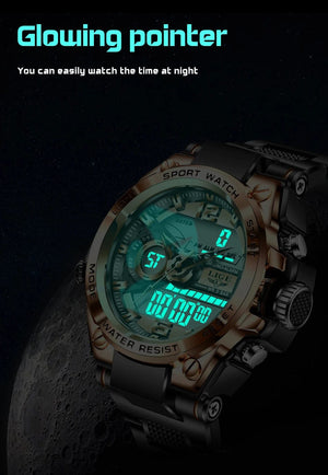 Planet Gates LIGE Men Military Watch Digital 50m Waterproof Wristwatch LED Quartz Clock Sport Watch Male Big Watches Men Relogios Masculino