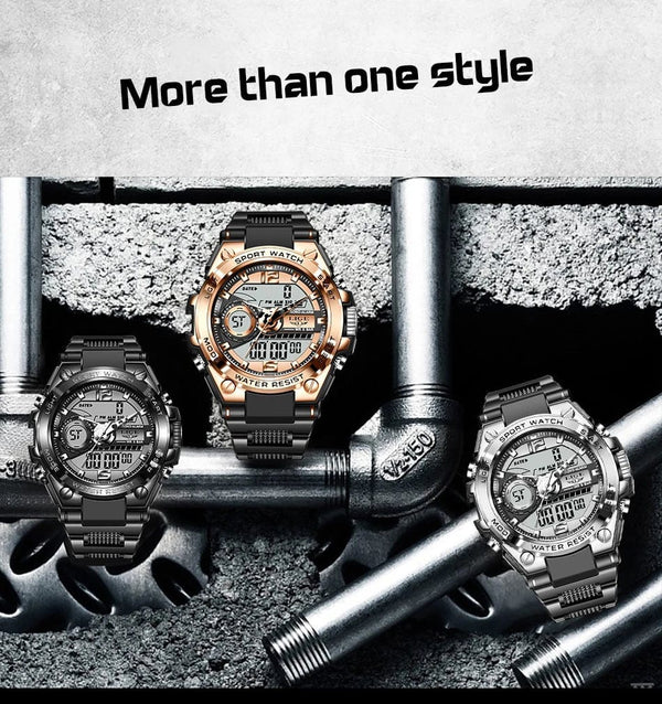 Planet Gates LIGE Men Military Watch Digital 50m Waterproof Wristwatch LED Quartz Clock Sport Watch Male Big Watches Men Relogios Masculino