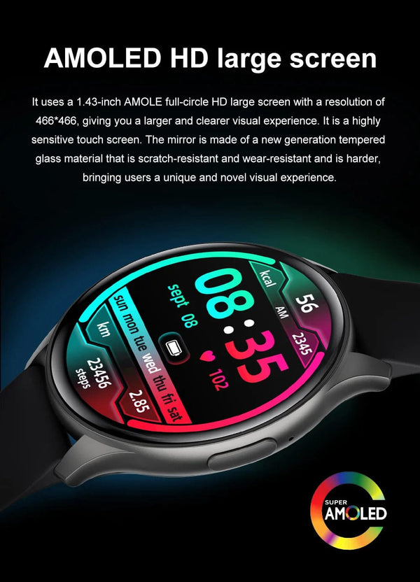Planet Gates LIGE New Smartwatch Women 466*466 AMOLED 1.43" HD Screen Blood Glucose Monitor Bluetooth Call IP68 Waterproof Sports Smart Watch