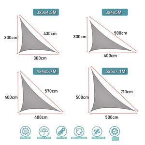 Planet Gates light beige / 4x4x5.7m Waterproof Sun Shelter Triangle Sunshade Protection Outdoor  Cover Garden Patio Pool Shade Sail Awning Camping Sun Shade 420D