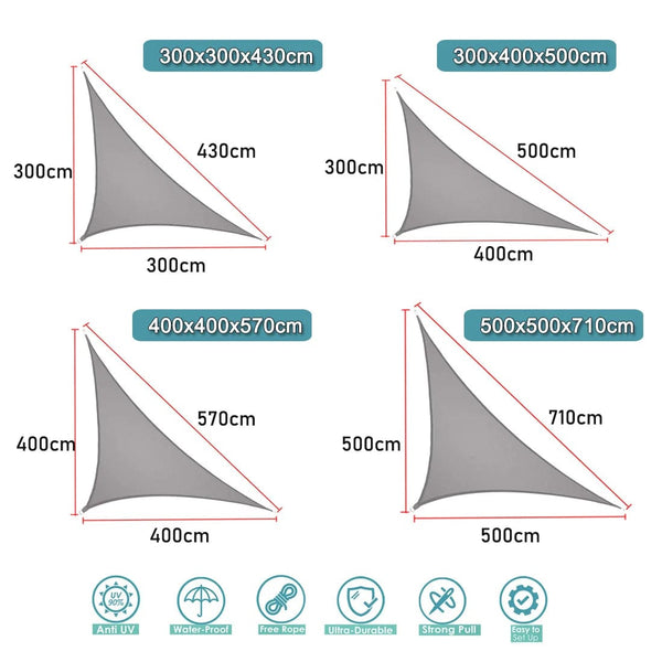 Planet Gates light beige / 4x4x5.7m Waterproof Sun Shelter Triangle Sunshade Protection Outdoor  Cover Garden Patio Pool Shade Sail Awning Camping Sun Shade 420D