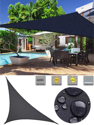 Planet Gates light beige / 4x4x5.7m Waterproof Sun Shelter Triangle Sunshade Protection Outdoor  Cover Garden Patio Pool Shade Sail Awning Camping Sun Shade 420D