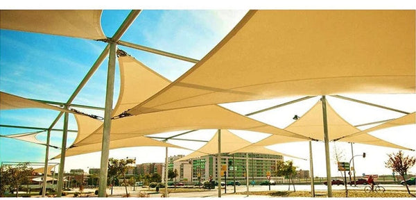Planet Gates light beige / 4x4x5.7m Waterproof Sun Shelter Triangle Sunshade Protection Outdoor  Cover Garden Patio Pool Shade Sail Awning Camping Sun Shade 420D