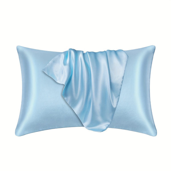 Planet Gates Light Blue / 35cm*50cm 1pc Satin Solid Color Pillowcase, Soft Pillow Cover With Envelope Closure For Bedroom, Bedding Supplies, Without Filler