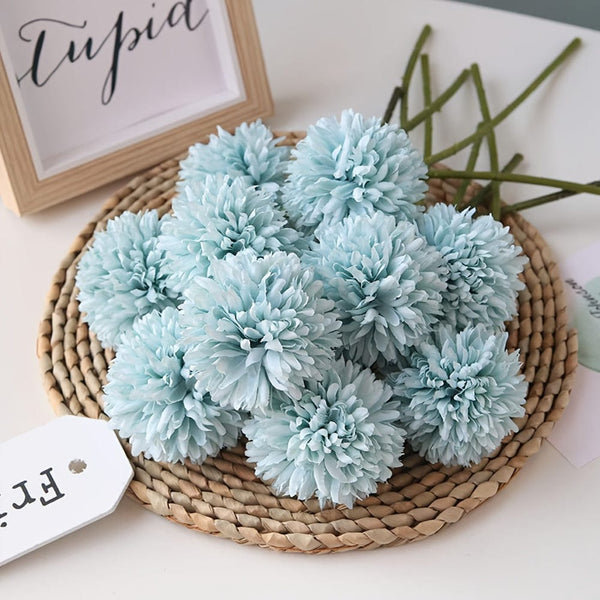 Planet Gates Light Blue / 5pcs 5pcs Glorious Chrysanthemum Ball Flowers Bouquet - Perfect for Home, Office, Coffee House, Parties, and Weddings - Artificial Flowers for Important People