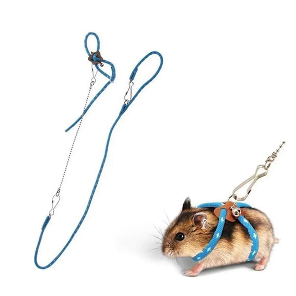 Planet Gates light blue / CN [ READY STOCK ] Pet Traction Rope Adjustable Soft Anti-bite Harness Leash With Bell For Bird Parrot Mouse Hamster Rat